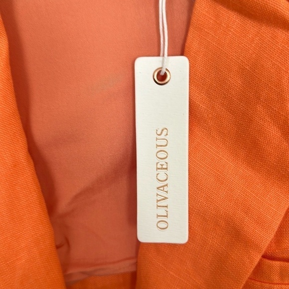 NWT Olivaceous Villie Cropped Linen Blazer in Orange - Picture 6 of 6